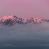 monte d'oro eneigé soleil couchant